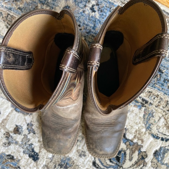 Ariat Brown Size 9.5 D Men Leather Work Western Square Toe Cowboy Boots - Picture 5 of 9